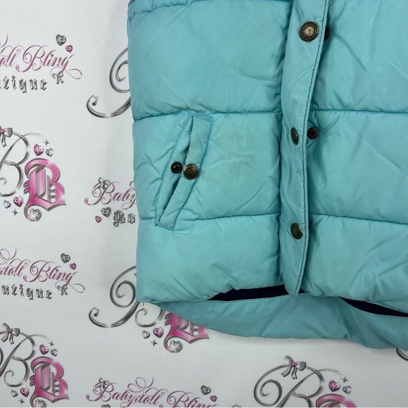 GAP vest puffer zip up warm cozy layer Aqua Blue Puffer Vest - Picture 3 of 7